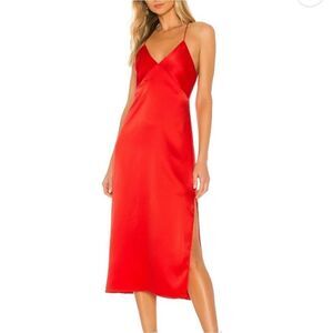 Alice + Olivia Loraine Halter Dress in Bright Poppy STUNNING